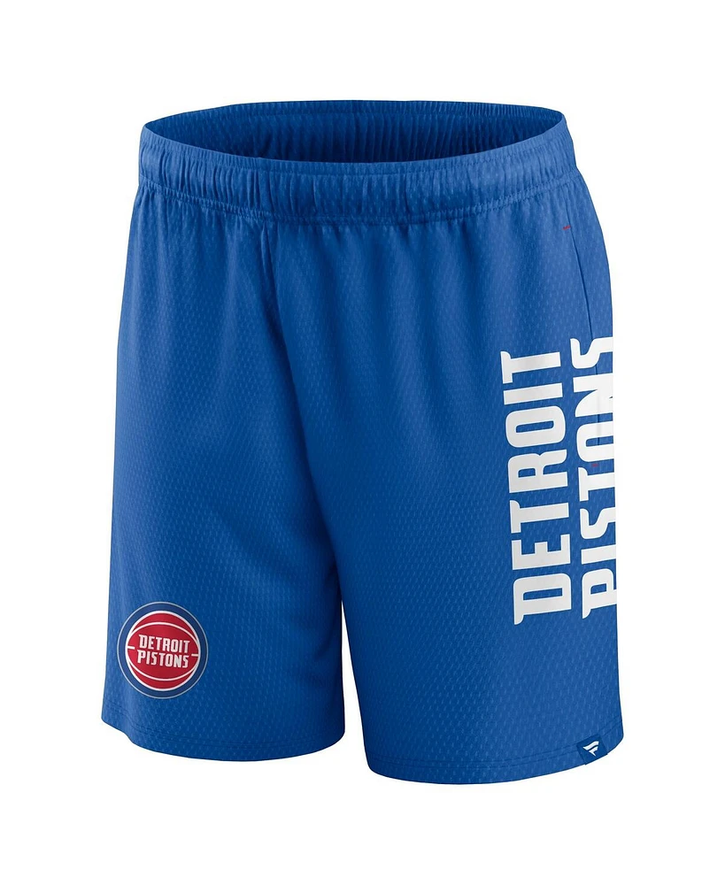 Men's Fanatics Blue Detroit Pistons Post Up Mesh Shorts