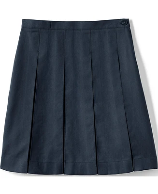 Lands' End Big Girls Box Pleat Skirt Below the Knee