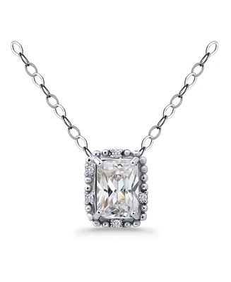 Giani Bernini Cubic Zirconia Bead Frame Pendant Necklace in Sterling Silver, 16" + 2" extender, Created for Macy's