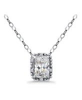 Giani Bernini Cubic Zirconia Bead Frame Pendant Necklace in Sterling Silver, 16" + 2" extender, Created for Macy's