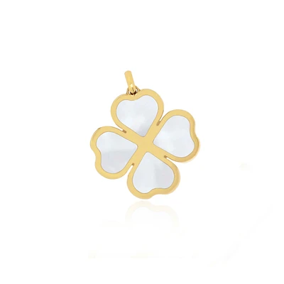 The Lovery Mother of Pearl Lucky Clover Charm 14K Gold millimeters