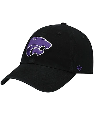 Men's '47 Brand Black Kansas State Wildcats Vintage-Like Clean Up Adjustable Hat