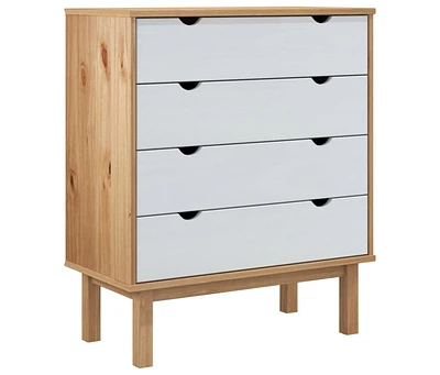 Drawer Cabinet Otta Brown&White 30.1"x15.6"x35.4" Solid Wood Pine
