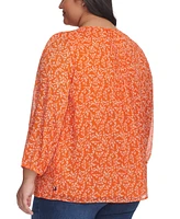 Tommy Hilfiger Plus Pintucked Scoop-Neck Top