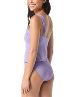 Vince Camuto Womens One Shoulder Tankini Top High Waisted Bikini Bottoms
