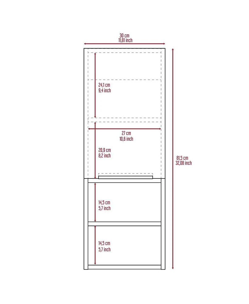 Mila Bathroom Cabinet, Two Internal Shelves, Two External Shelves, Single Door - White