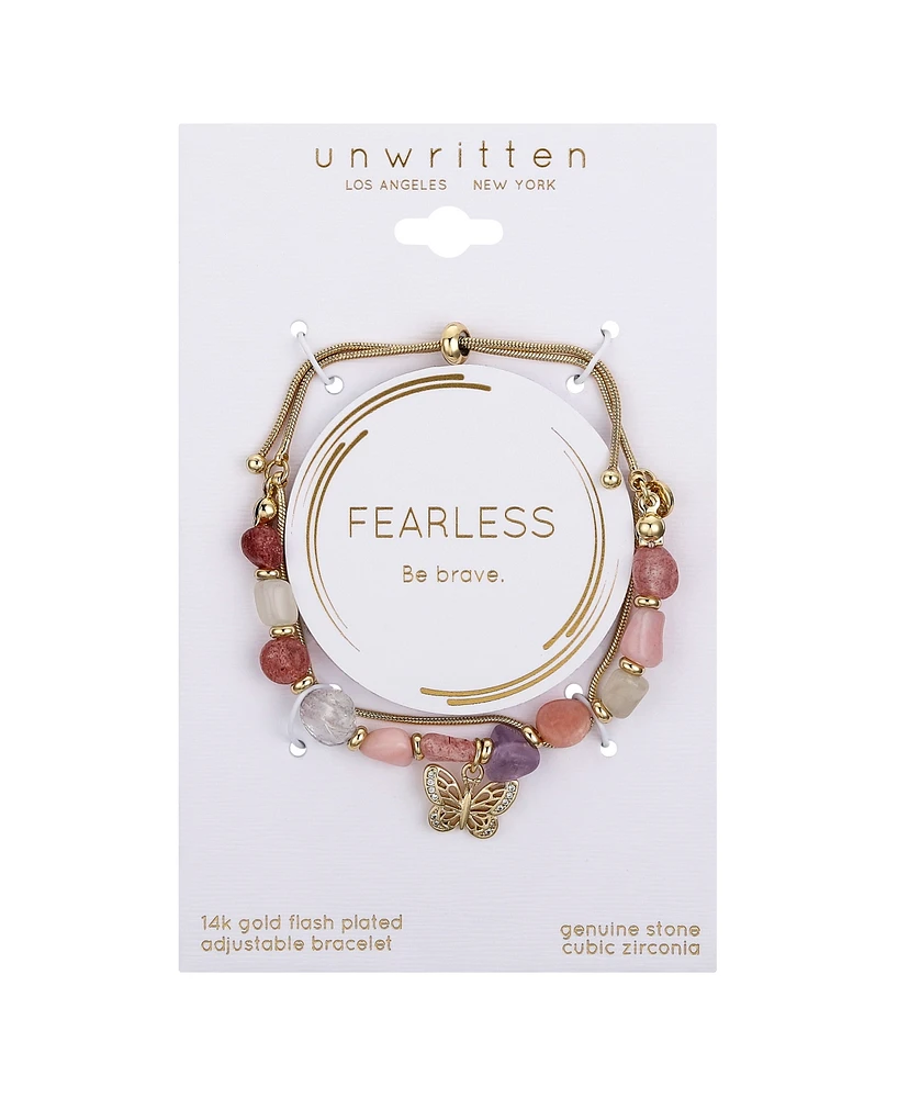 Unwritten Cubic Zirconia Multi Pink Stone Butterfly Bolo Bracelet