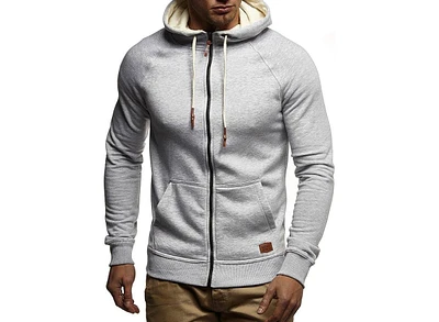 Leif Nelson Men's Full Zipped Slim Fit Sweatshirt Long Sleeve Hoodie Jacket Sweater Ln-8124 M - Black