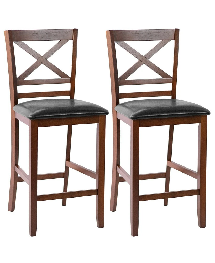 Set of 2 Bar Stools 25 Inch Counter Height Chairs
