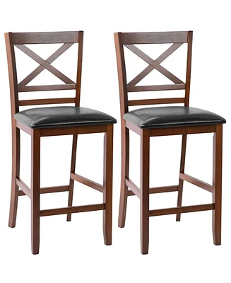 Set of 2 Bar Stools 25 Inch Counter Height Chairs