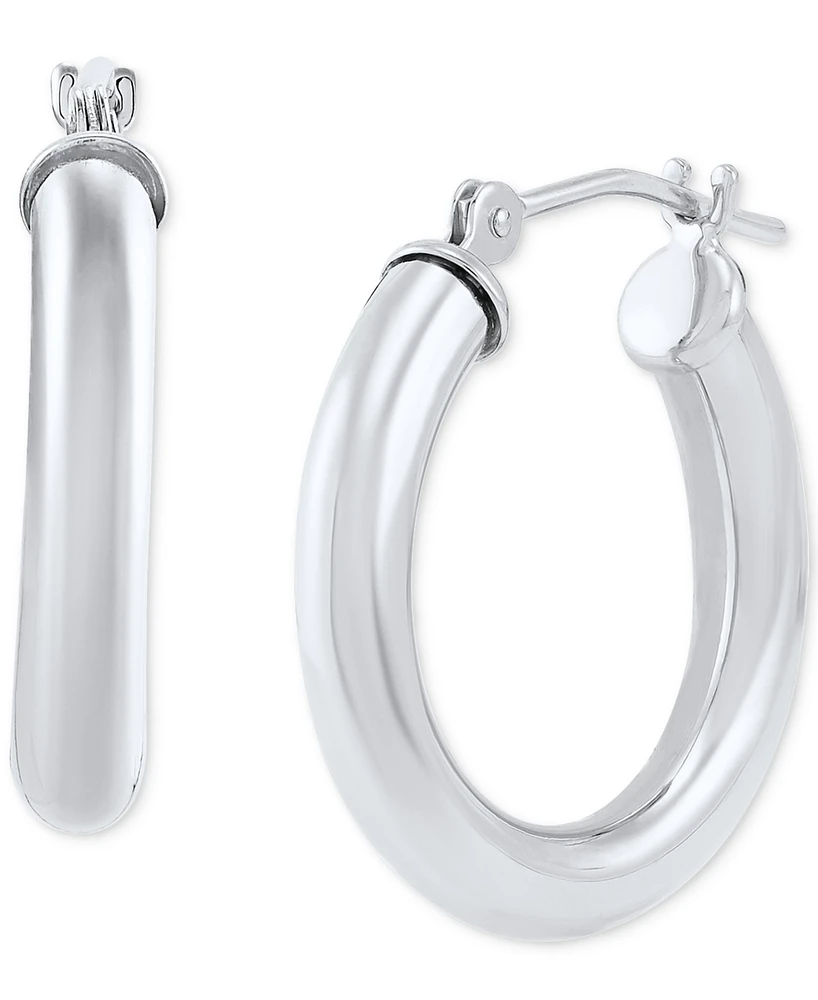 Polished Thin Tube Hoop Earrings (3mm) 14k Gold (18mm)