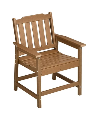 Outsunny 2 Piece Patio Chair with Armrests, Slatted Back Armchair,