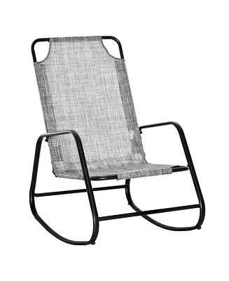 Outsunny Garden Rocking Chair, Patio Sling Fabric Single Rocker,