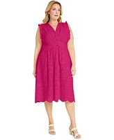 Maggy London Plus Size Eyelet Midi Dress