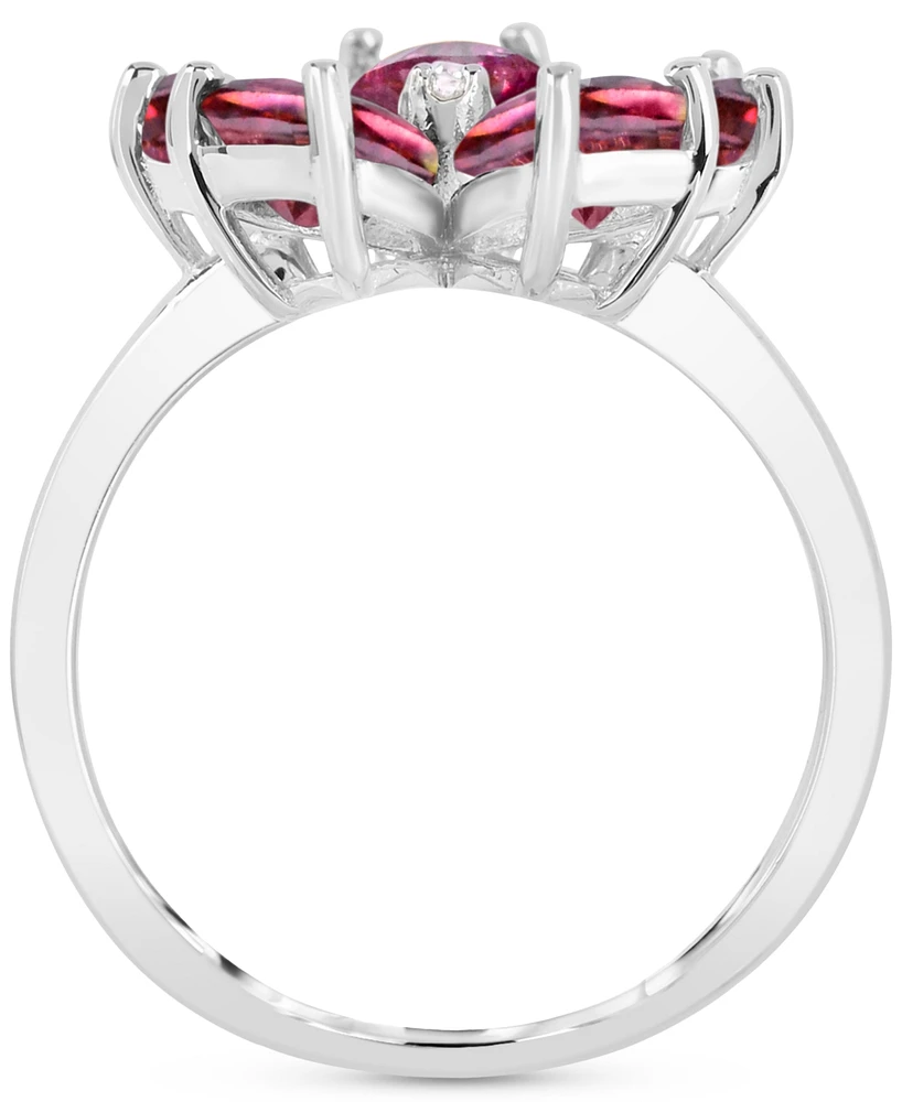 Pink Topaz (4-1/4 ct. t.w.) & Diamond Accent Flower Ring in Sterling Silver