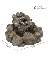 18"H Electric Resin Rocky Ravine Waterfall Outdoor Water Fountain