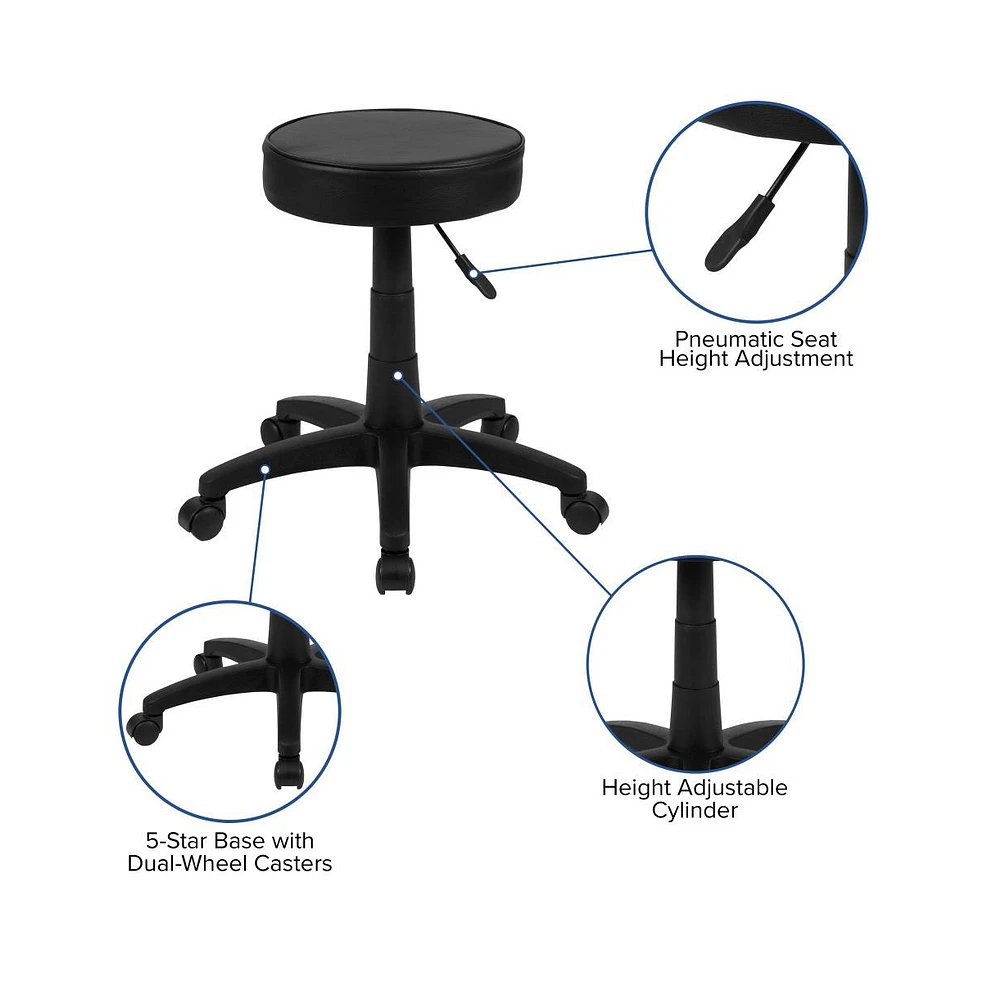 Emma+Oliver Adjustable Doctors Stool On Wheels With Ergonomic Molded Seat