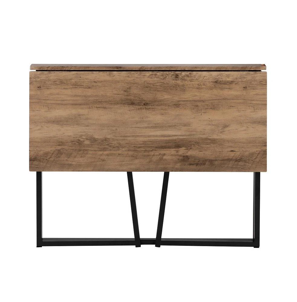 Merrick Lane Oakdale Folding Computer Desk With Wood Grain Finish Top And Folding Metal Legs