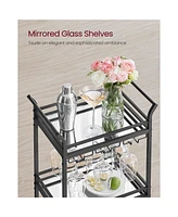 Slickblue Small Bar Cart With 3-tier Mirrored Shelf