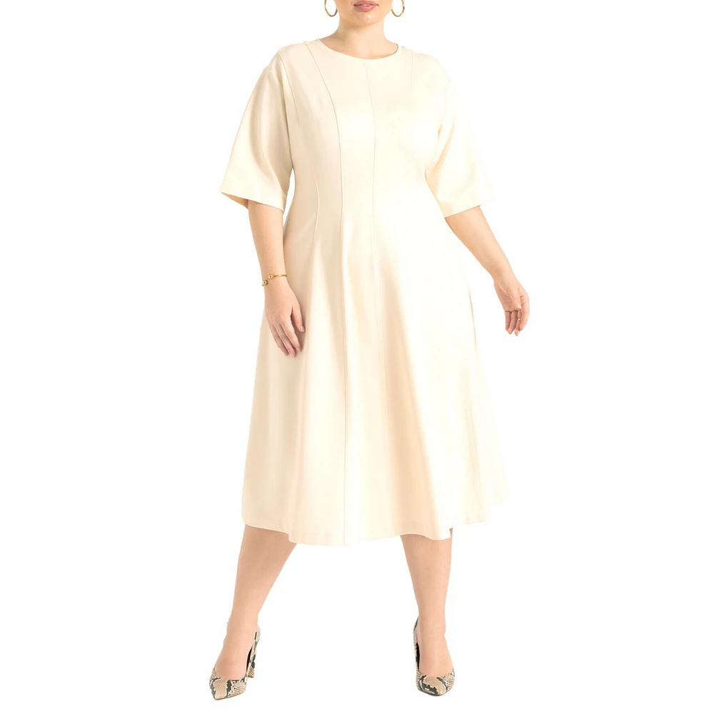 Eloquii Women's Seam Detail Ponte Work Dress