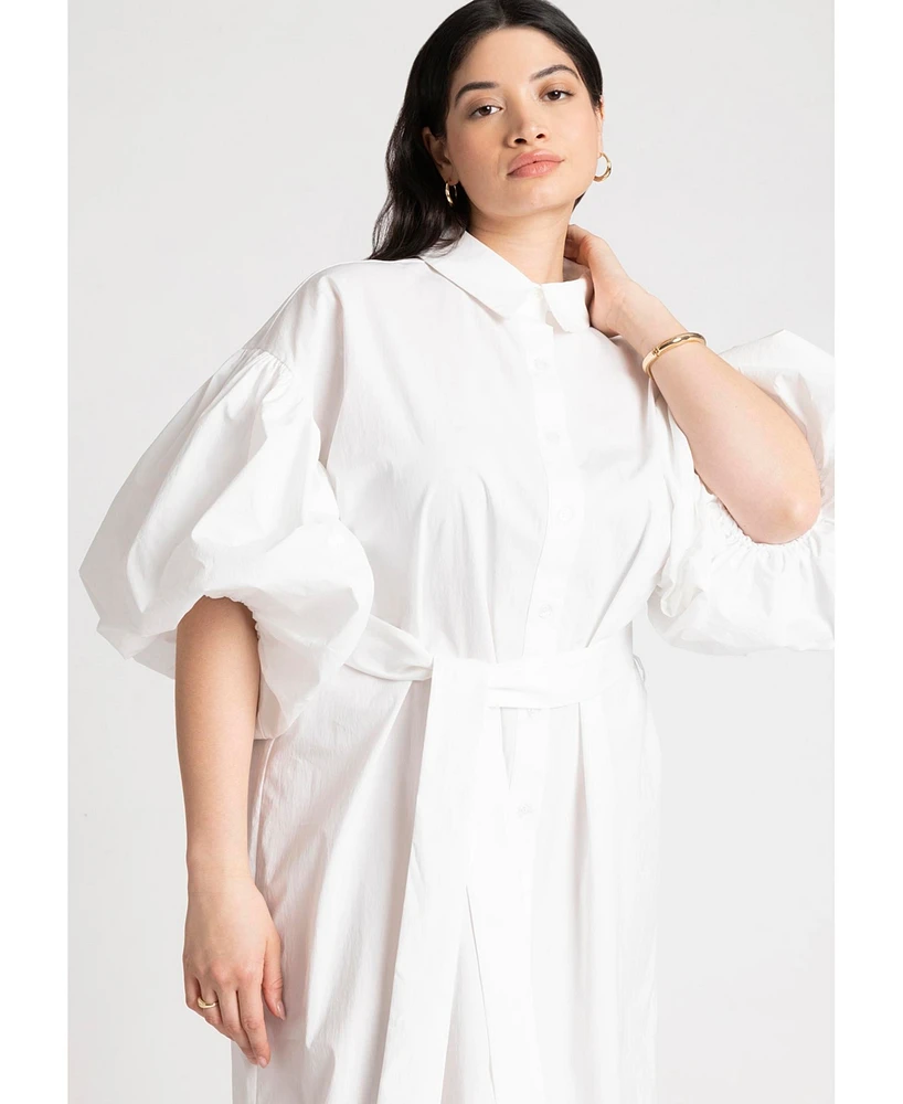 Eloquii Plus Size Balloon Sleeve Shirt Dress