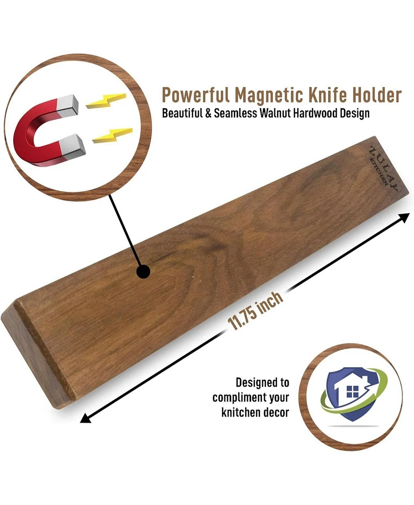 Zulay Kitchen Wooden Magnetic Knife Strip