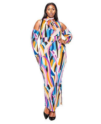 L I V D Plus Size Electra Ribbon Collar Dress