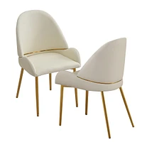 Dining Chair With Pu Leather Color Metal Legs (Set Of 2)