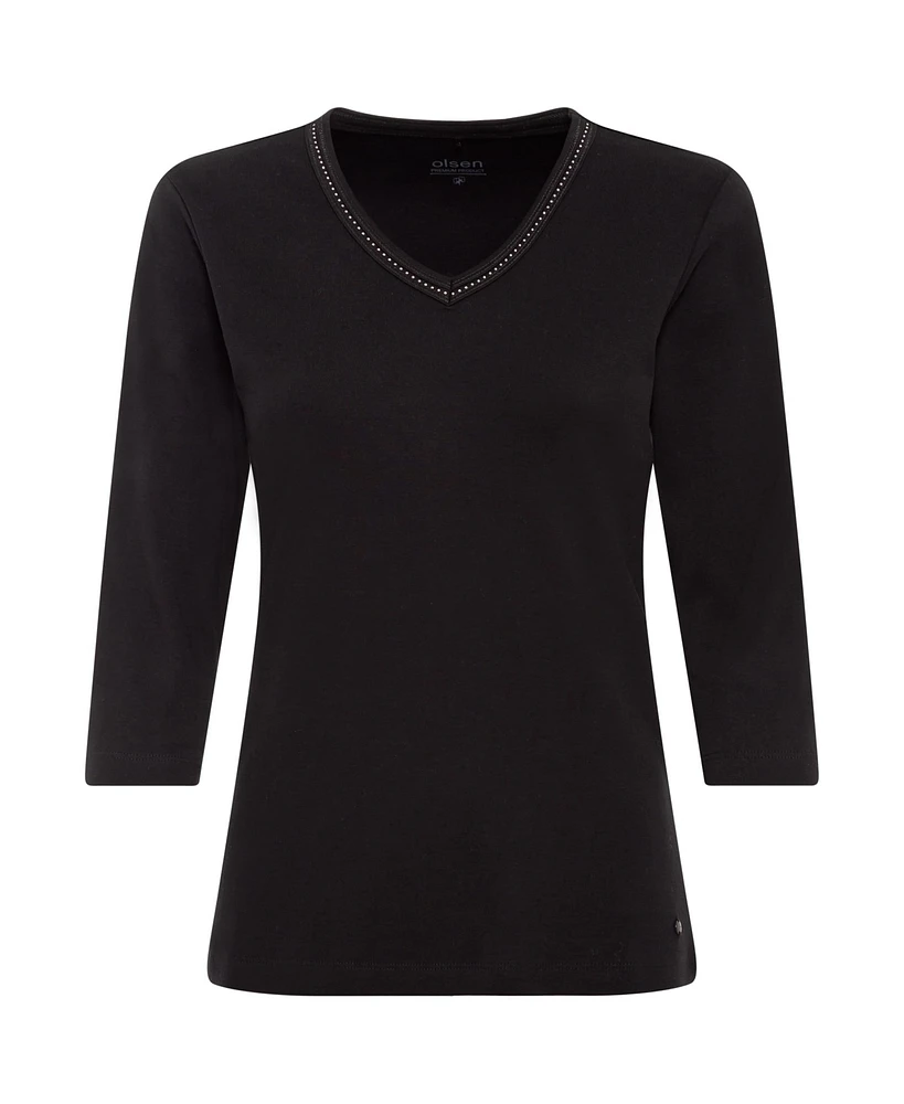Olsen Women's Embellished V-Neckline T-Shirt