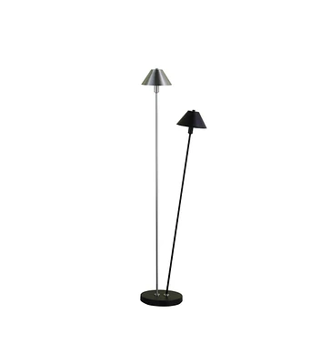 Streamdale Furniture 47.5" In Led Double G-9 Matte Powder Black/Silver Redman Brushed Nickel Floor Lamp