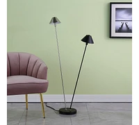 Streamdale Furniture 47.5" In Led Double G-9 Matte Powder Black/Silver Redman Brushed Nickel Floor Lamp