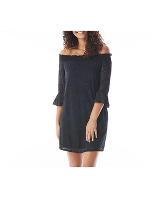 Beach House Style Solid Kelsea Smocked Off the Shoulder Dress