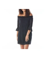 Beach House Style Solid Kelsea Smocked Off the Shoulder Dress