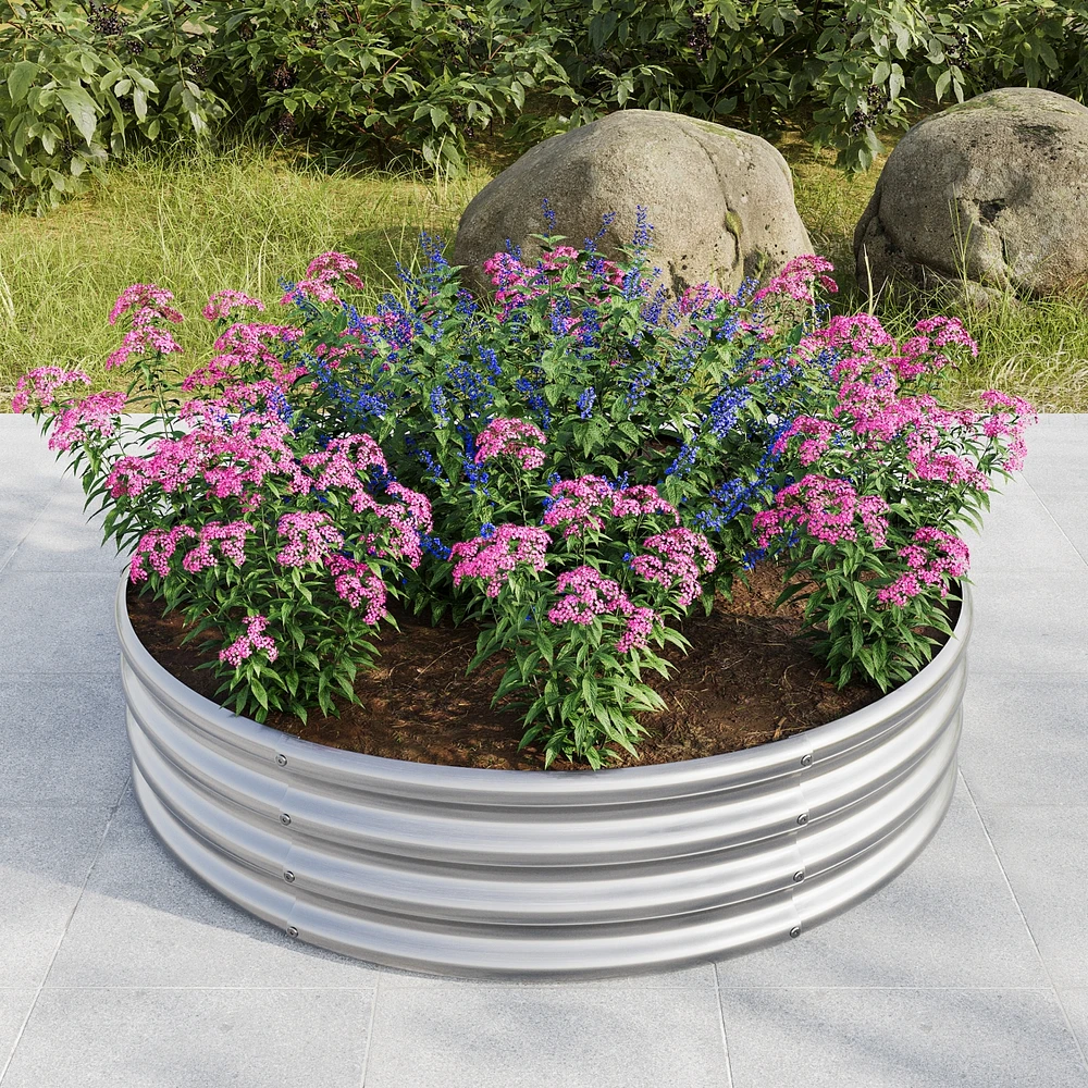 47.24x11.4" Tall Round Metal Garden Bed for Vegetables and Flowers