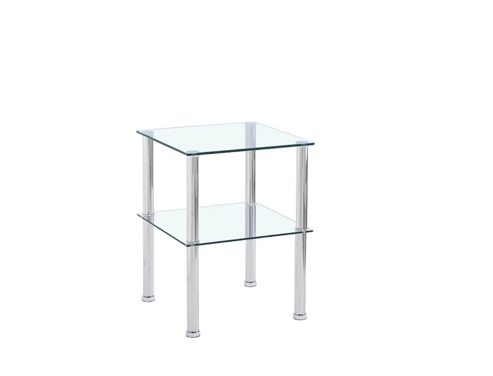 Streamdale Furniture Clear 2-Tier Side/End Table with Storage