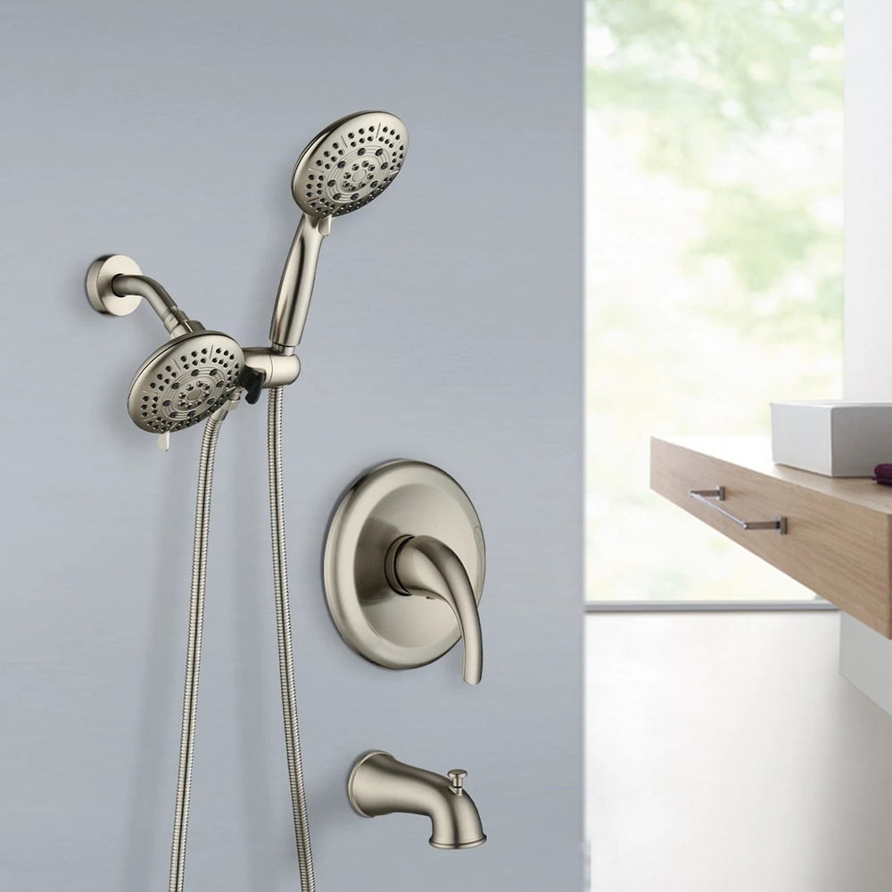 Classic High Pressure Single Handle 7 Function Rain Shower Head With Handheld Shower With Tub Spout