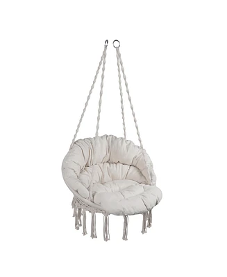 Macrame Swing Chair for Indoor and Outdoor with Cushion