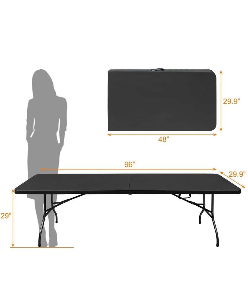 Portable Plastic Camping Table, High Load Bearing Foldable Black Table