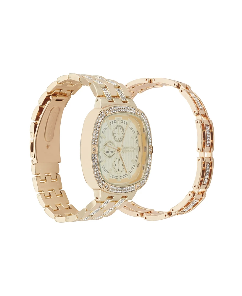 American Exchange Men's Crystal Bracelet Watch 46mm Gift Set