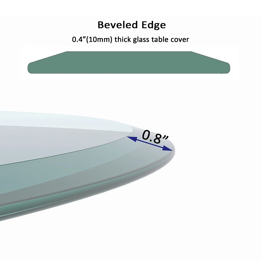 28 Inch Round Tempered Glass Table Top Clear Glass 3/8 Inch Thick Beveled Polished Edge