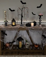 Northlight 24" Led Lighted Black Glittered Halloween Willow Tree with Bats - Orange Lights