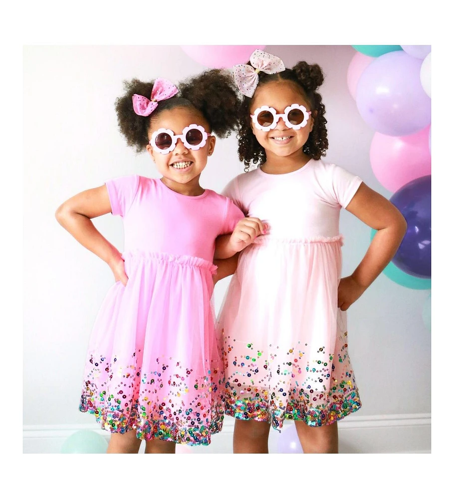 Sweet Wink Little Girls Raspberry Confetti Short Sleeve Tutu Dress