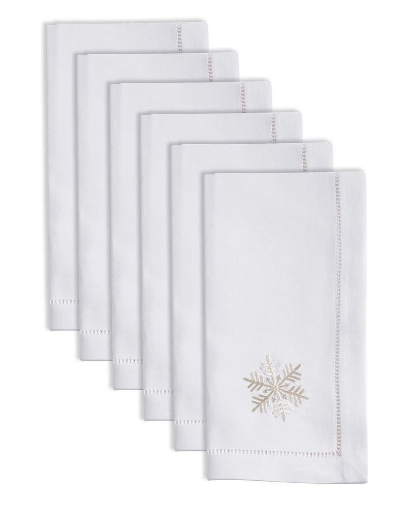 Saro Lifestyle Snowy Delight Embroidered Napkin Set of 6, 20"x20"