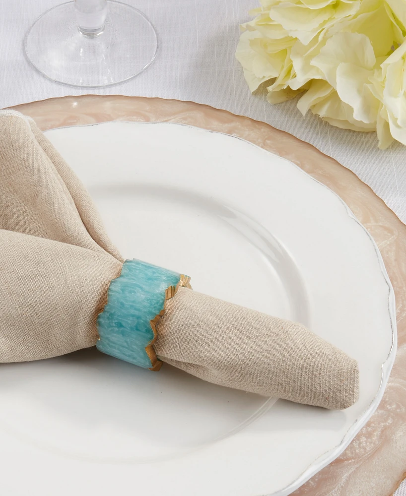 Saro Lifestyle Resin Artistry Napkin Ring Set of 4