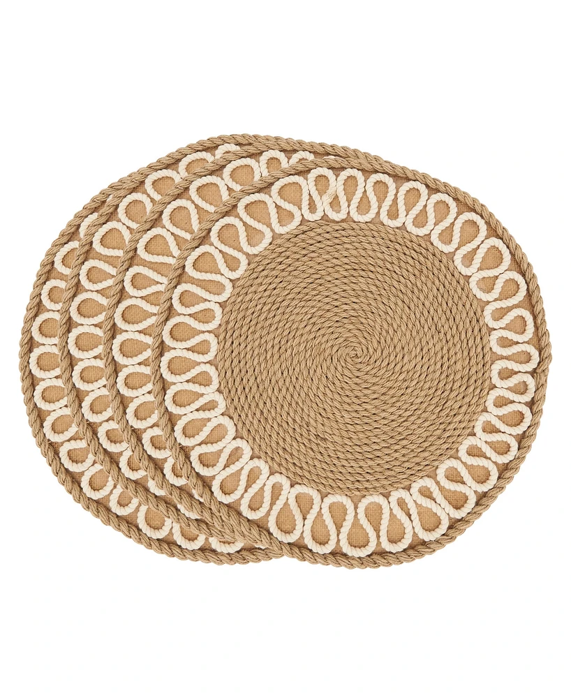 Saro Lifestyle Rustic Rope Weave Placemat Set of 4,12"x12"
