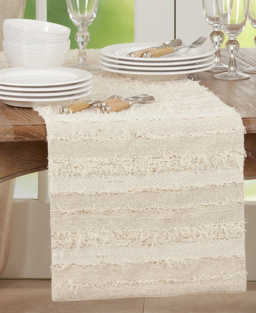 Saro Lifestyle Fringe Stripe Design Table Runner