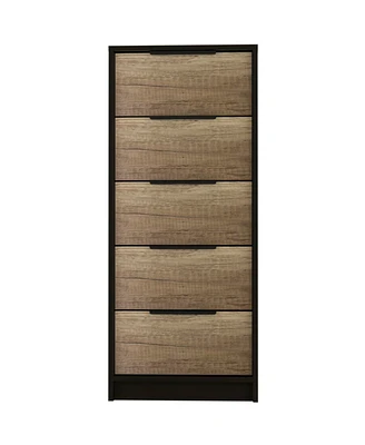 Cannon 5-Drawer Rectangle Dresser Black Wengue And Light Oak
