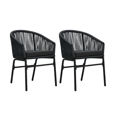 Patio Chairs 2 pcs Black Pe Rattan
