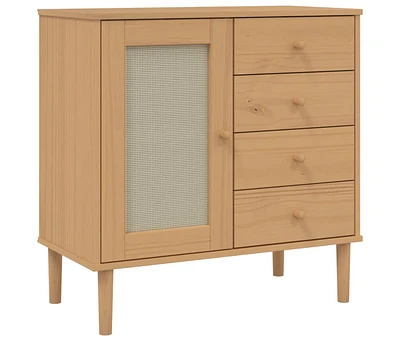 Sideboard Senja Rattan Look Brown 31.5"x15.7"x31.5" Solid Wood Pine