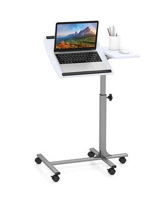 Adjustable Angle & Height Rolling Laptop Notebook Desk Stand Over Sofa Bed Table